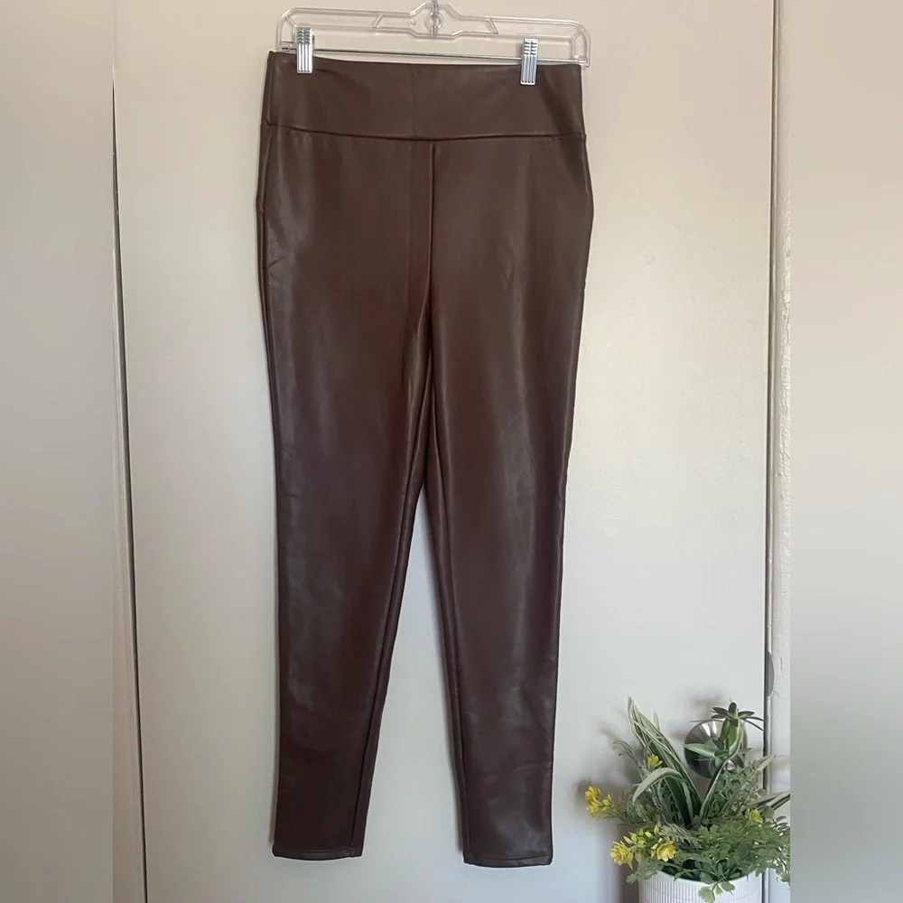 Haute Monde Chocolate Skinny Leather Pants‎